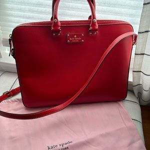 Kate Spade leather coral-colored computer bag